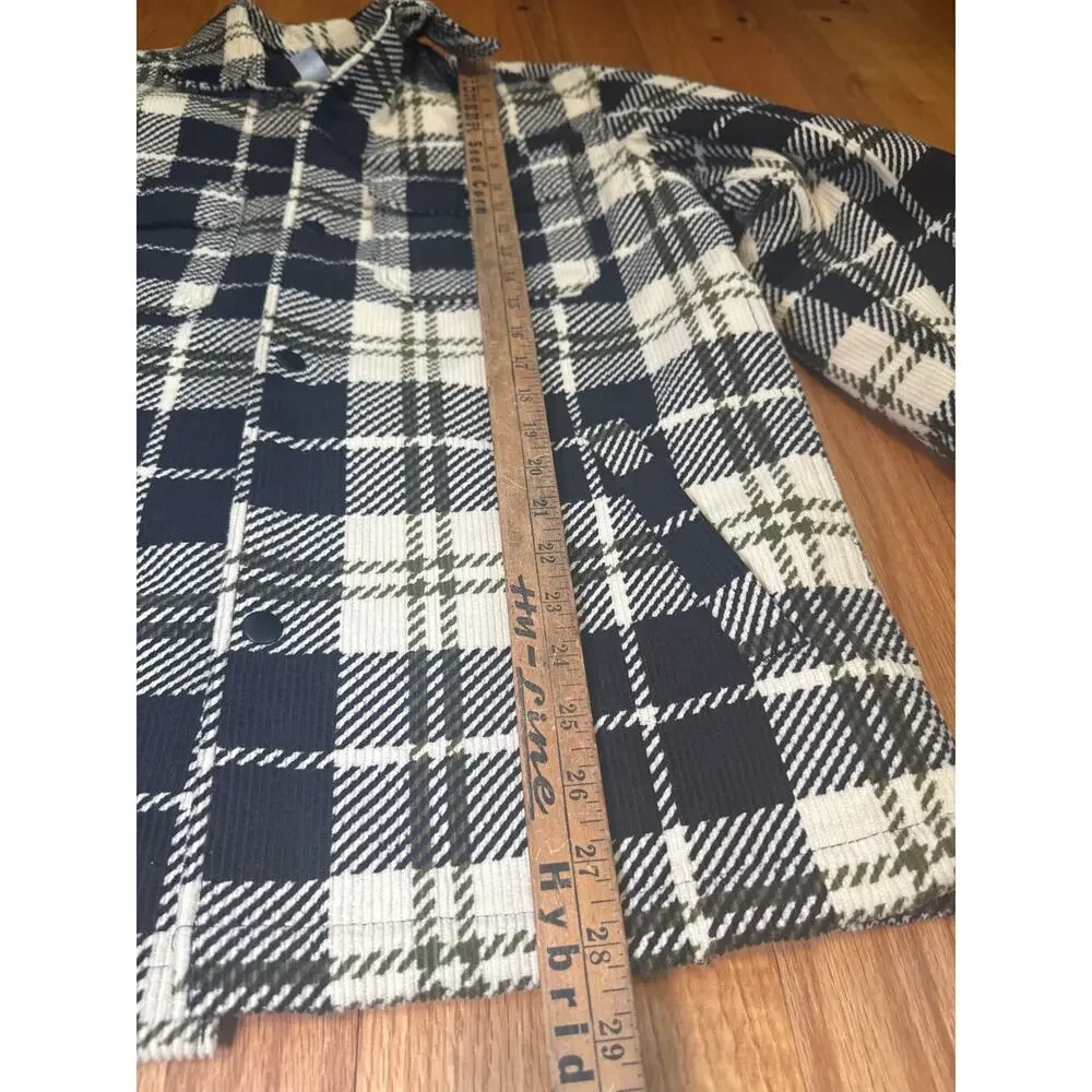 NEW H&M Oversized Flannel Overshirt Womens Sz Small Plaid Shacket Button Front
